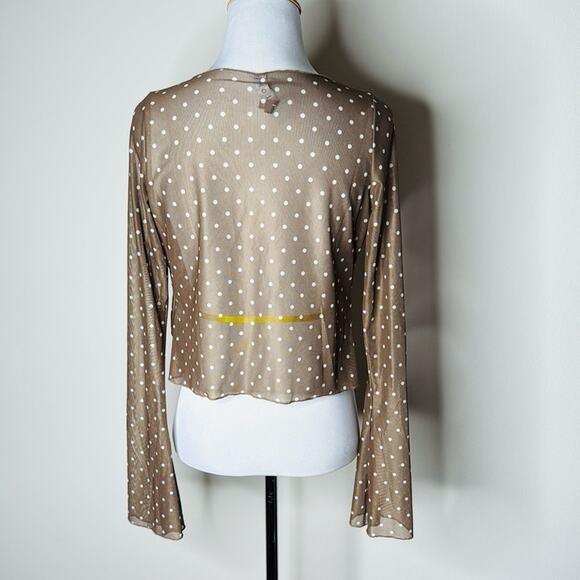 Motel Araceli Brown Polka Dot Tie-Front Top - Picture 8 of 9